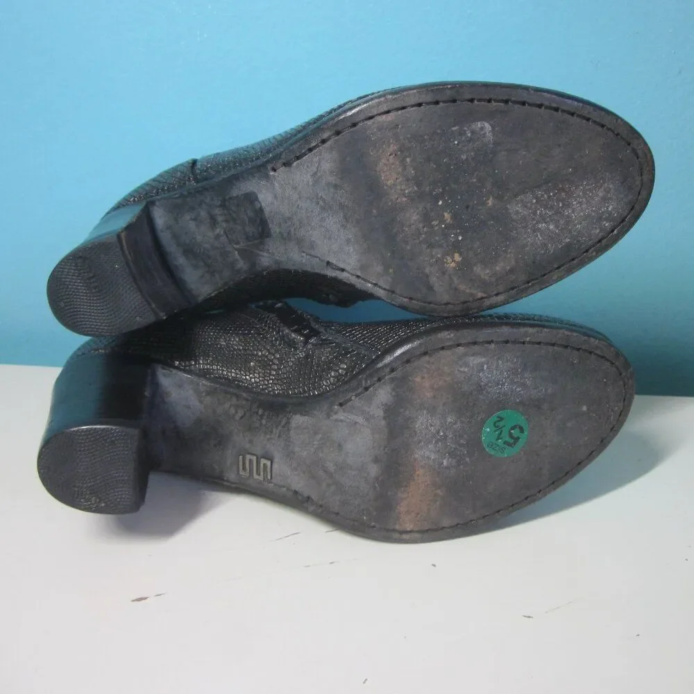 EsseUTEsse Italian Leather Booties Size 36 US 5.5 Metallic Snakeskin Side Zip